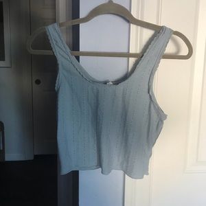 Pacsun crop pointelle tank in light blue